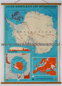 wandkaart schoolkaart schoolplaat van Antarctica