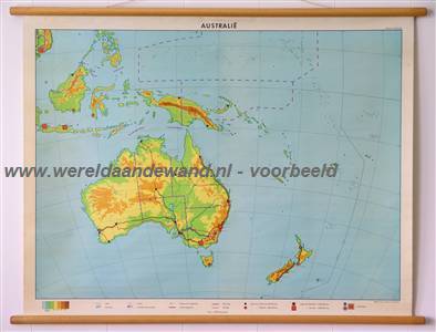 wandkaart schoolkaart schoolplaat van Australië