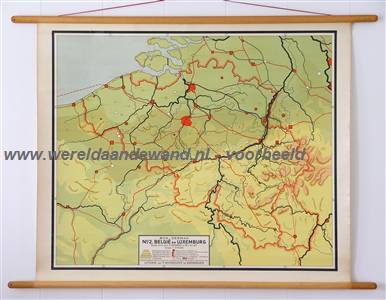 wandkaart schoolkaart schoolplaat van België en Luxemburg