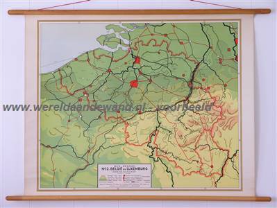 wandkaart schoolkaart schoolplaat van België en Luxemburg
