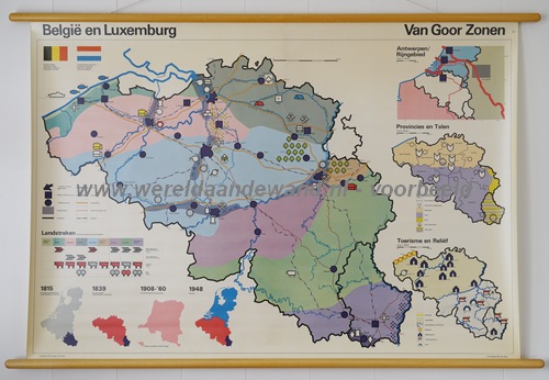 wandkaart schoolkaart schoolplaat van België en Luxemburg