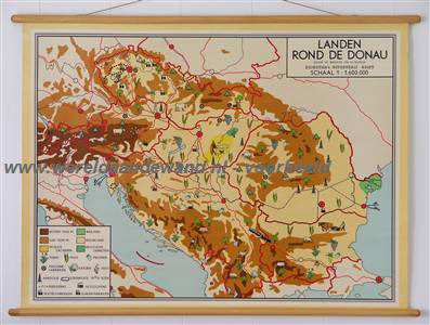 wandkaart schoolkaart schoolplaat van de Donaulanden
