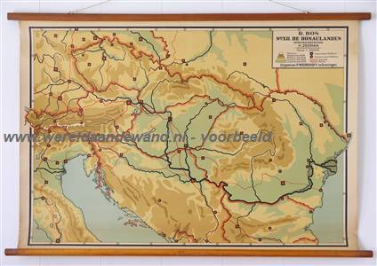 wandkaart schoolkaart schoolplaat van de Donaulanden