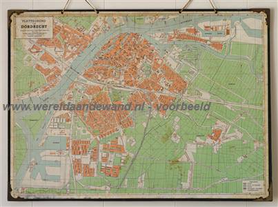wandkaart schoolkaart schoolplaat van Dordrecht