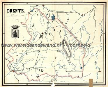 wandkaart schoolkaart schoolplaat van Drenthe