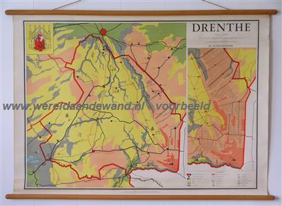 wandkaart schoolkaart schoolplaat van Drenthe