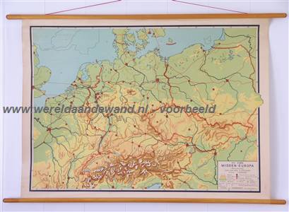 wandkaart schoolkaart schoolplaat van Duitsland / Midden-Europa