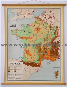 wandkaart schoolkaart schoolplaat van Frankrijk