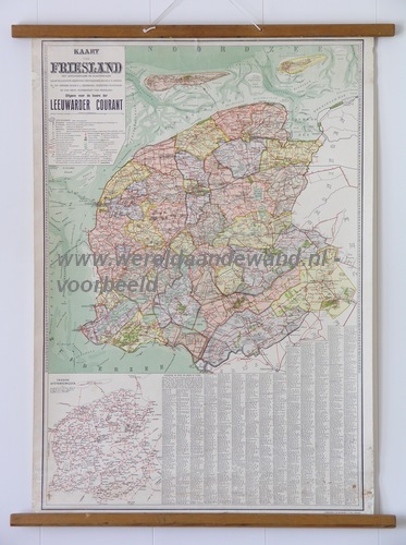 wandkaart schoolkaart schoolplaat van Friesland