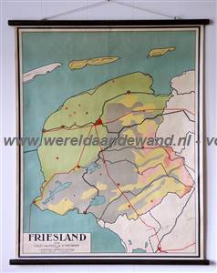 wandkaart schoolkaart schoolplaat van Friesland