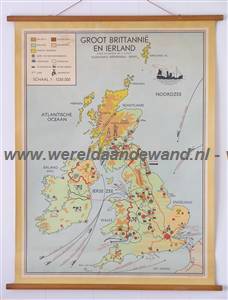 wandkaart schoolkaart schoolplaat van Groot-Brittannië en Ierland