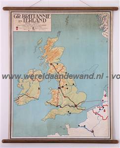 wandkaart schoolkaart schoolplaat van Groot-Brittannië en Ierland