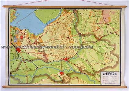 wandkaart schoolkaart schoolplaat van Gelderland