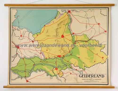 wandkaart schoolkaart schoolplaat van Gelderland
