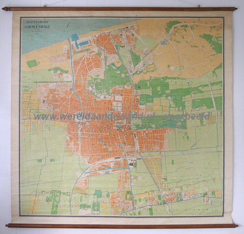wandkaart schoolkaart schoolplaat van Den Haag
