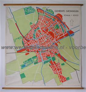 wandkaart schoolkaart schoolplaat van Groningen (stad)