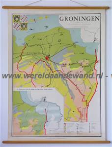 wandkaart schoolkaart schoolplaat van Groningen