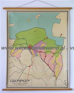 wandkaart schoolkaart schoolplaat van Groningen