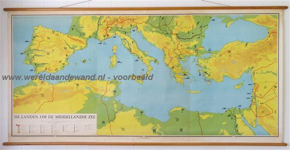 wandkaart schoolkaart schoolplaat van het Middellandse-Zeegebied