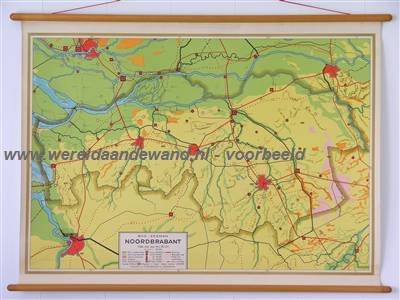 wandkaart schoolkaart schoolplaat van Noord-Brabant