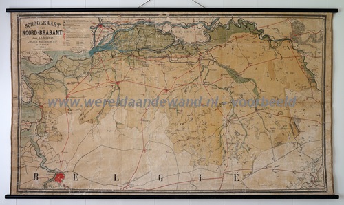 wandkaart schoolkaart schoolplaat van Noord-Brabant