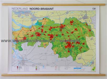wandkaart schoolkaart schoolplaat van Noord-Brabant
