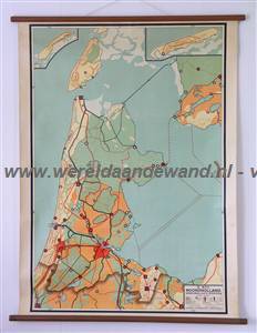 wandkaart schoolkaart schoolplaat van Noord-Holland