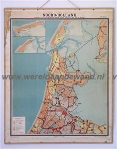 wandkaart schoolkaart schoolplaat van Noord-Holland