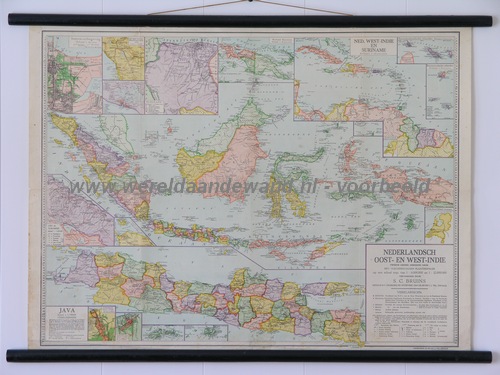 wandkaart schoolkaart schoolplaat van Oost-Indië (Indonesië)