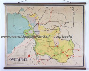 wandkaart schoolkaart schoolplaat van Overijssel