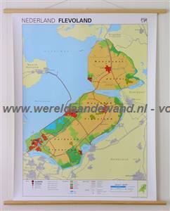 wandkaart schoolkaart schoolplaat van Flevoland