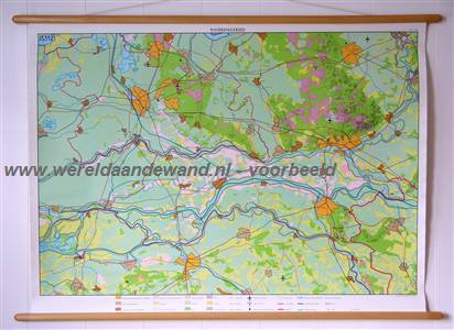 wandkaart schoolkaart schoolplaat van het Rivierengebied
