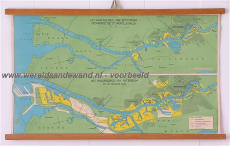 wandkaart schoolkaart schoolplaat van Rotterdam