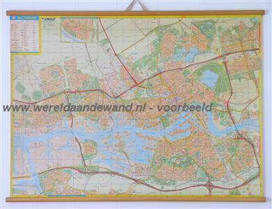 wandkaart schoolkaart schoolplaat van Rotterdam