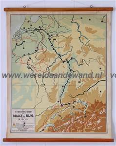 wandkaart schoolkaart schoolplaat van het Rijngebied