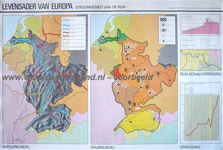 wandkaart schoolkaart schoolplaat van het Rijngebied