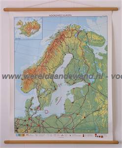 wandkaart schoolkaart schoolplaat van Scandinavië