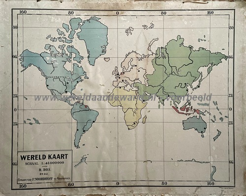 wandkaart schoolkaart schoolplaat van de wereld