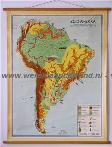 wandkaart schoolkaart schoolplaat van Zuid-Amerika