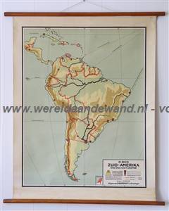 wandkaart schoolkaart schoolplaat van Zuid-Amerika