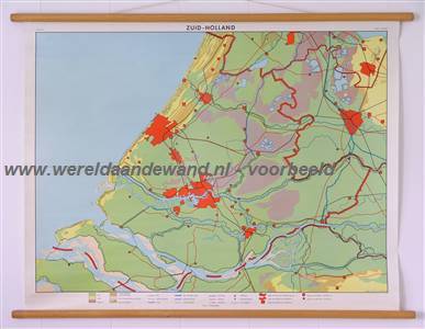 wandkaart schoolkaart schoolplaat van Zuid-Holland